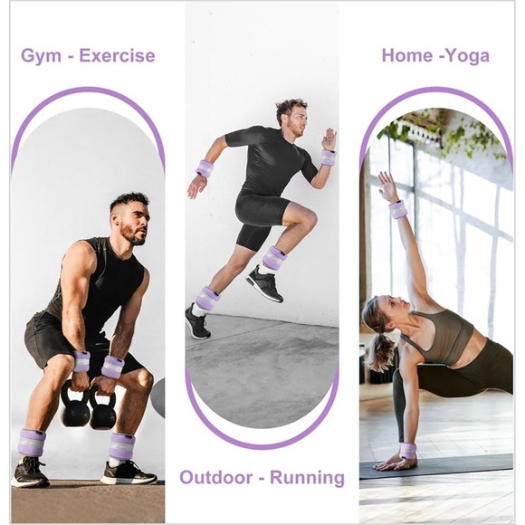 JORICY Light Purple Weight Ankle Weights 1 lb each (2 LB Pair) Adjustable Straps - Picture 6 of 7